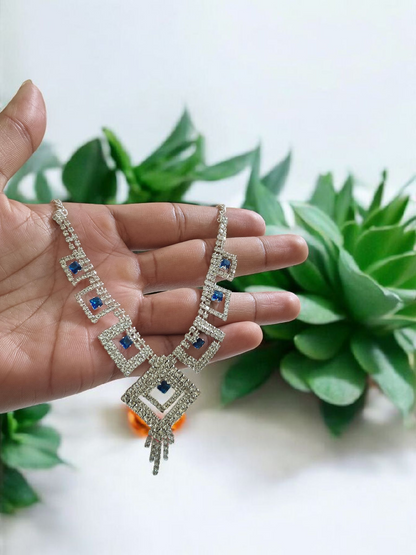 Royal Blue Crystal Diamond Necklace Set