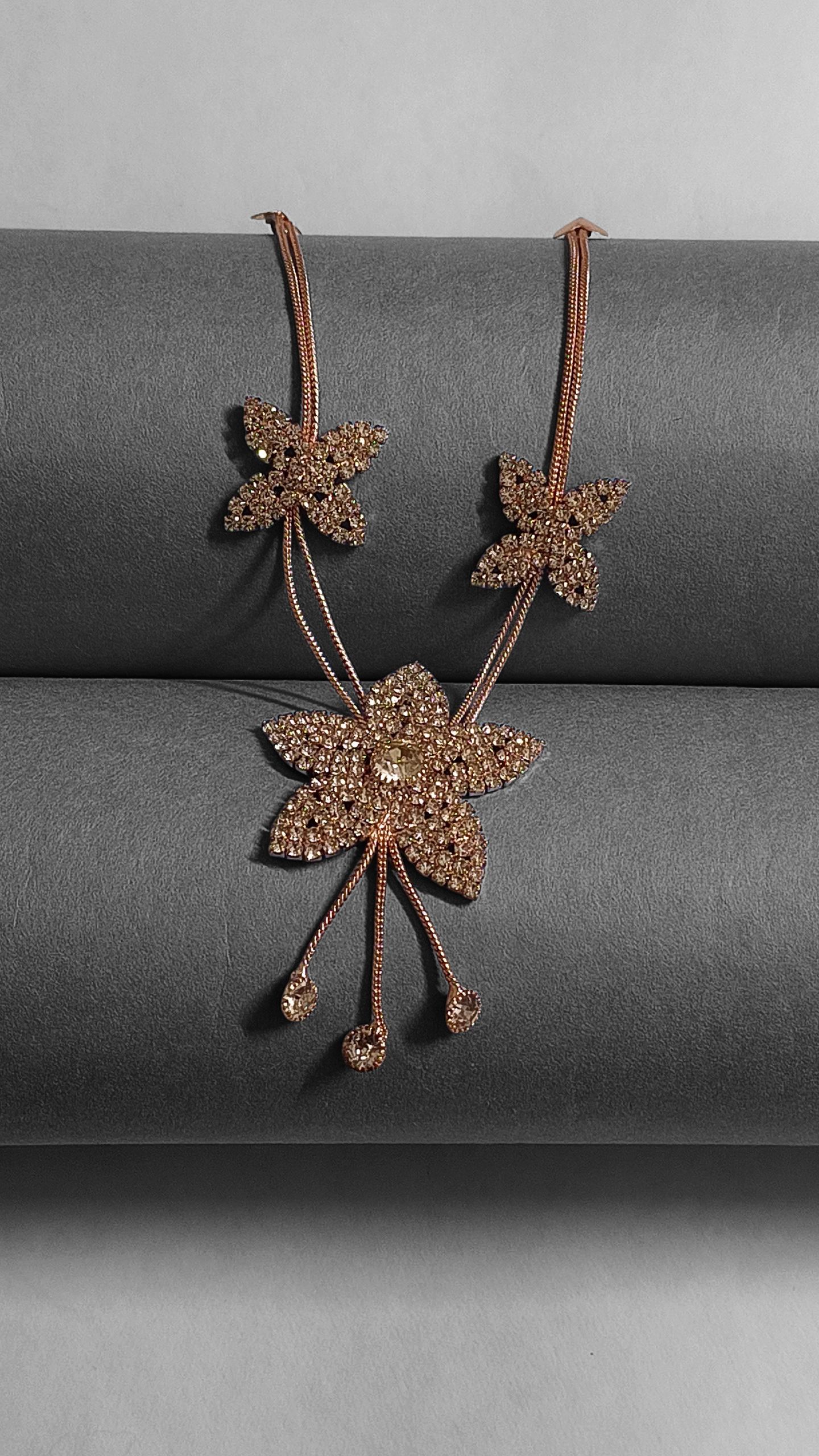 Rose Gold & Silver Floral Necklace Set