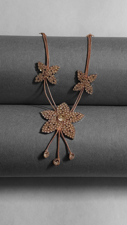 Rose Gold & Silver Floral Necklace Set