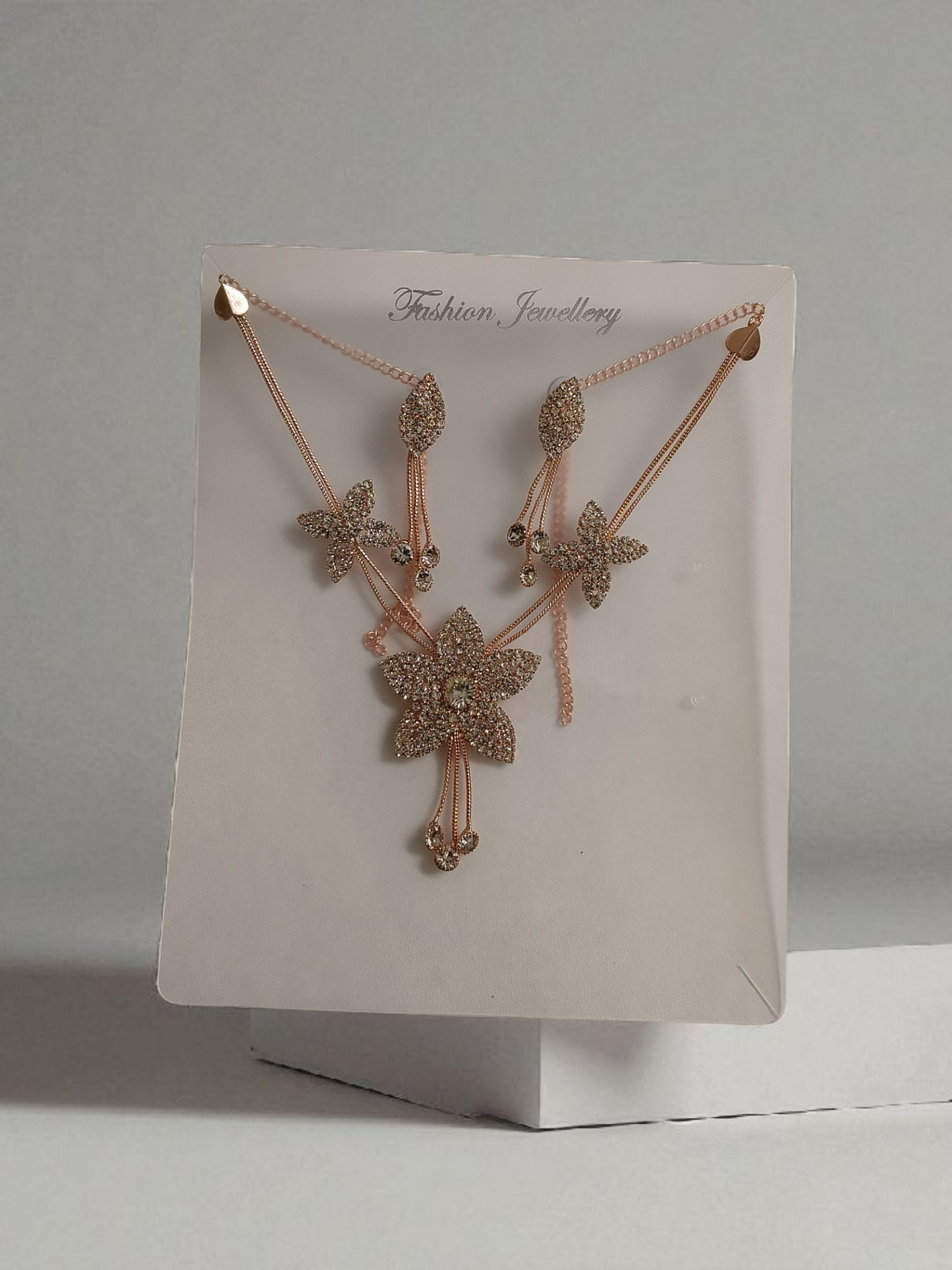 Rose Gold & Silver Floral Necklace Set