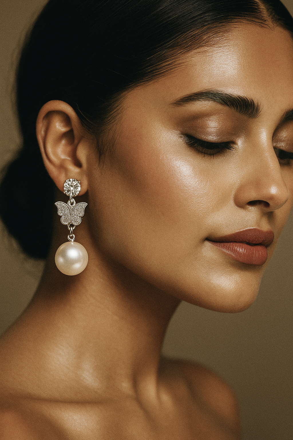 Silver Pearl Frame Earrings