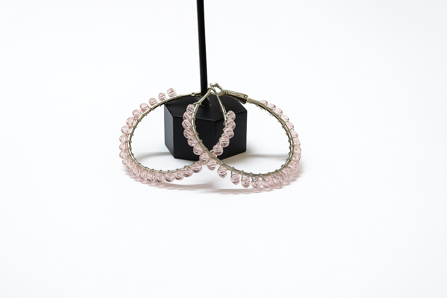 Chic Pink Crystal Hoop Earrings