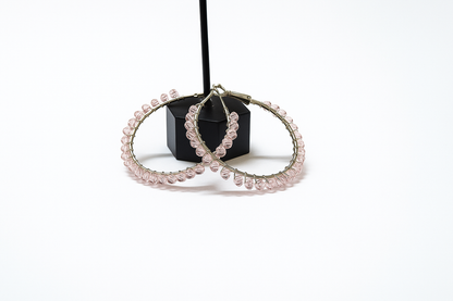 Chic Pink Crystal Hoop Earrings